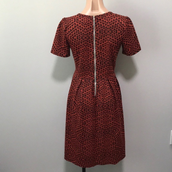 LulaRoe Fit and Flare A Line Orange Brown Dress - Picture 3 of 4